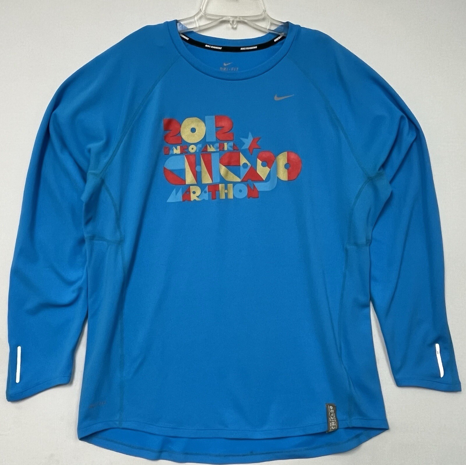 Bank of America Chicago Marathon 2012 Nike Miler Dri-Fit L/S Men&rsquo;s XL Blue