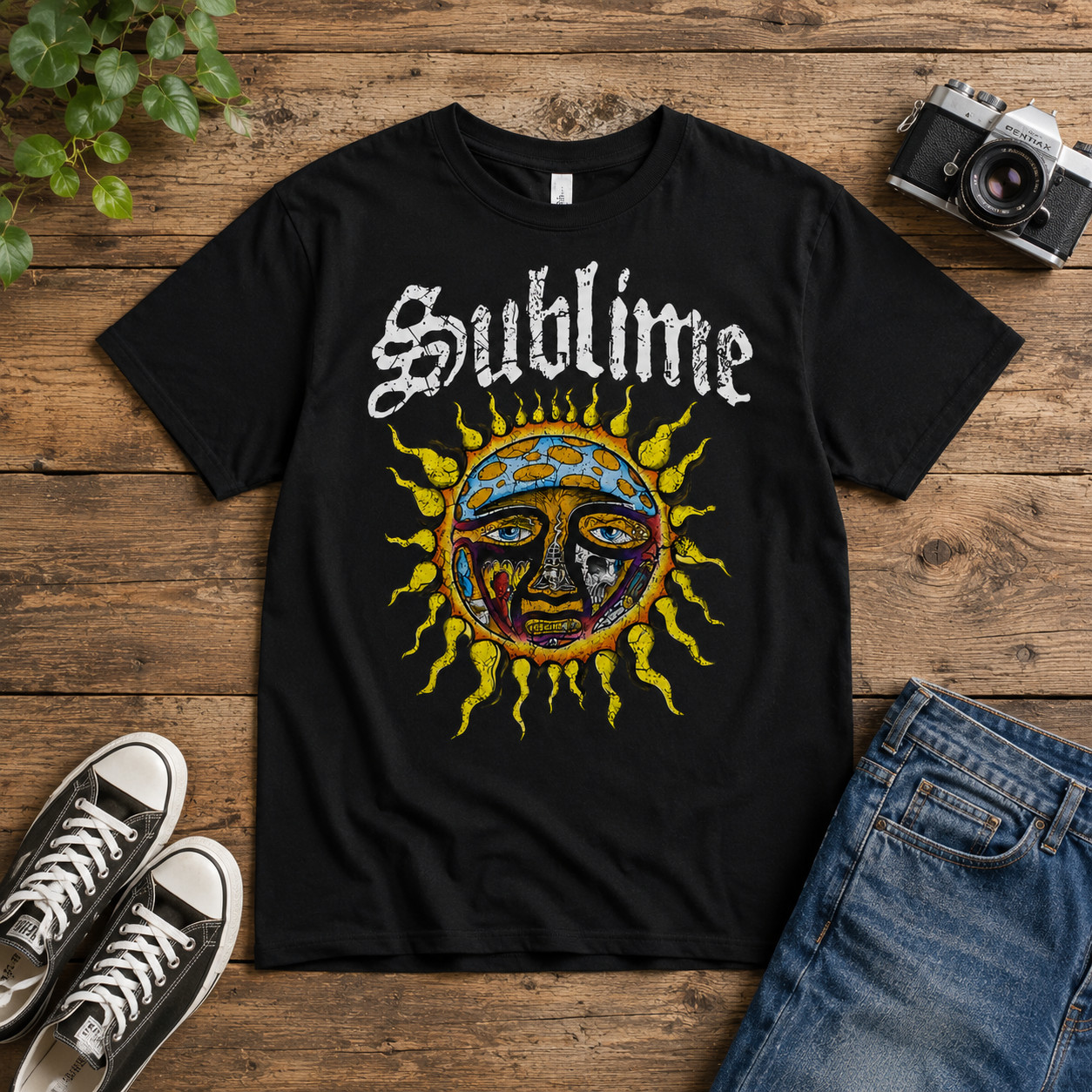 Sublime Sun Logo T-Shirt Retro Ska Punk Rock Graphic Tee Unisex