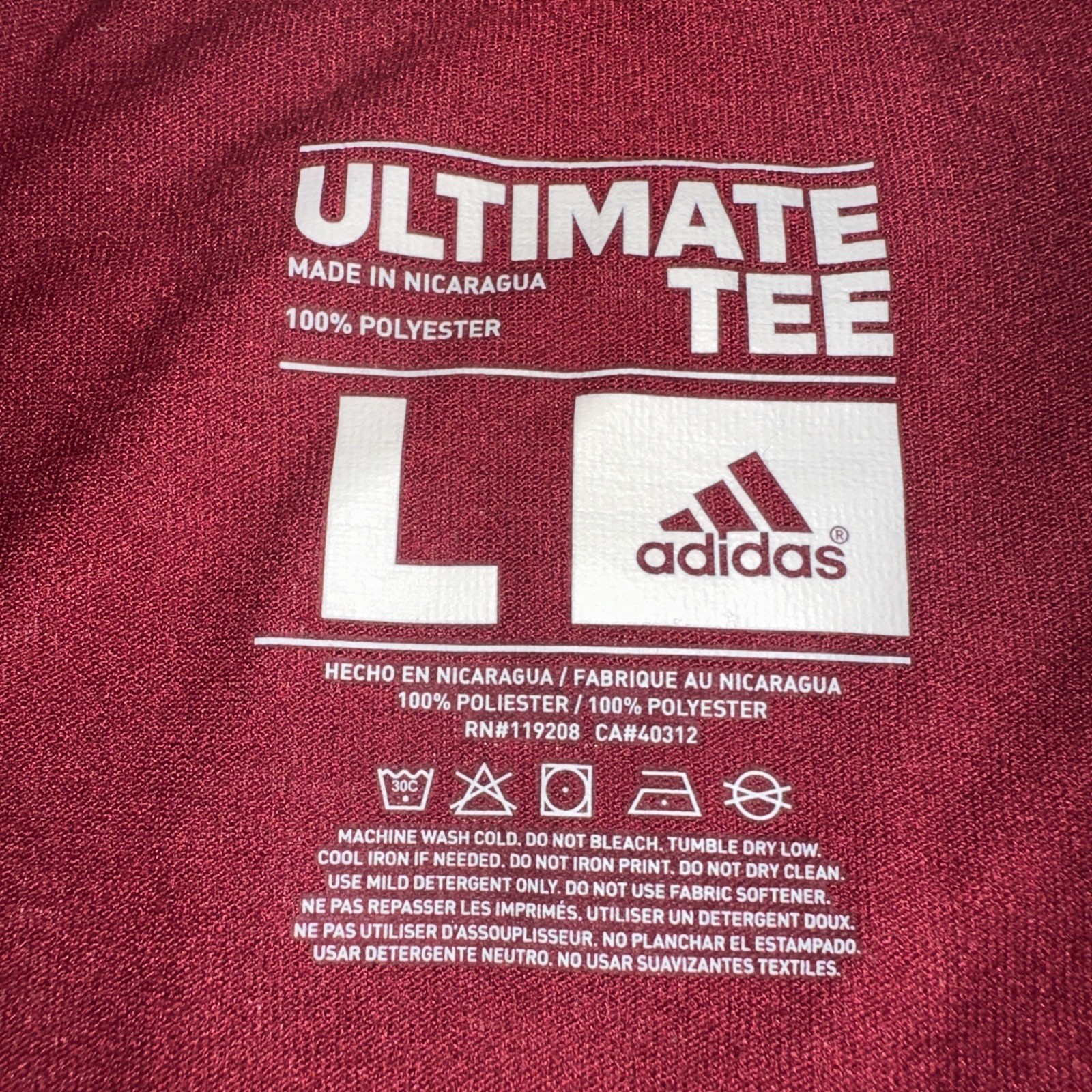 Adidas Ultimate Tee Troy University Baseball Men’s Large Training Dry Fit Tshirt