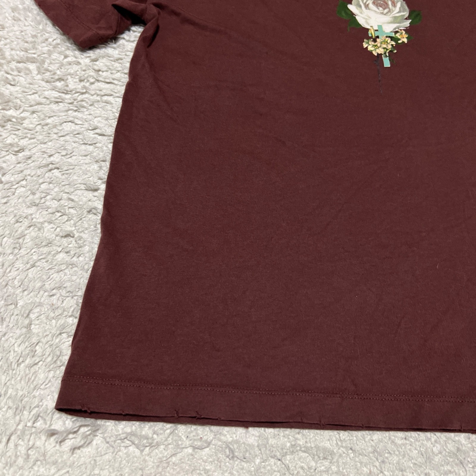 All Saints Shirt Men Size Small Brown Wreath Rose Short Sleeve Oversized Fit