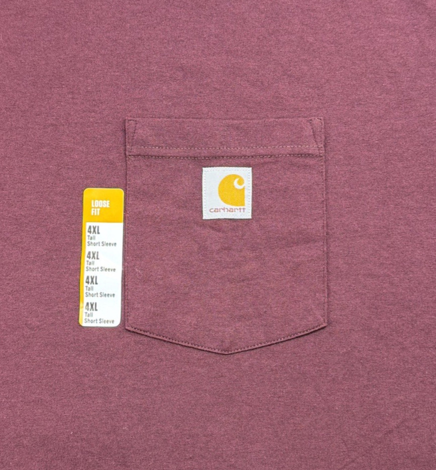 Men&rsquo;s 4XL Tall Maroon Carhartt K87 Loose Fit Short Sleeve Pocket Cotton T-Shirt