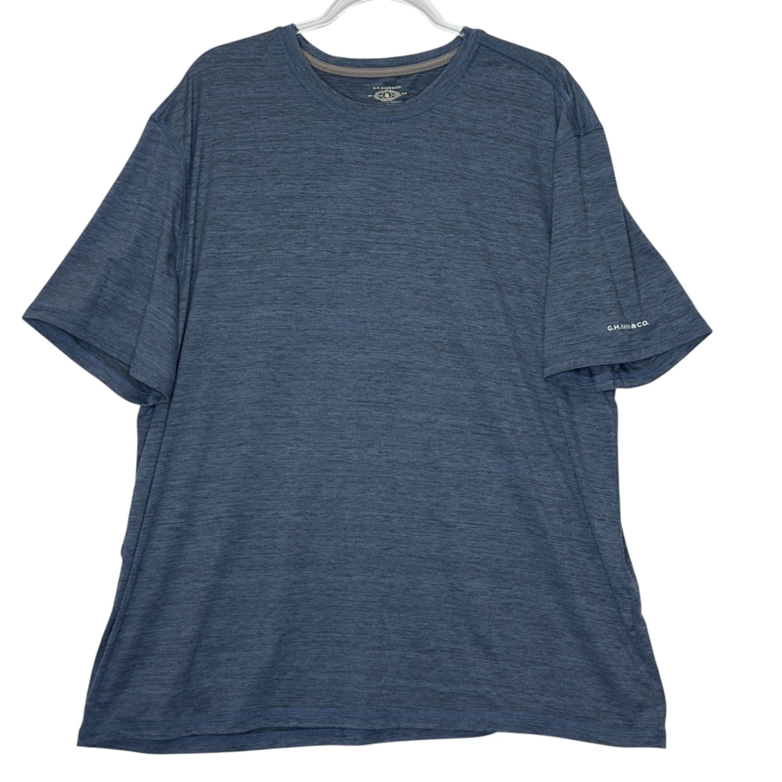 G.H. Bass & Co Mens 2XL Blue Performance T Shirt Stretch Short Sleeve Crew Neck