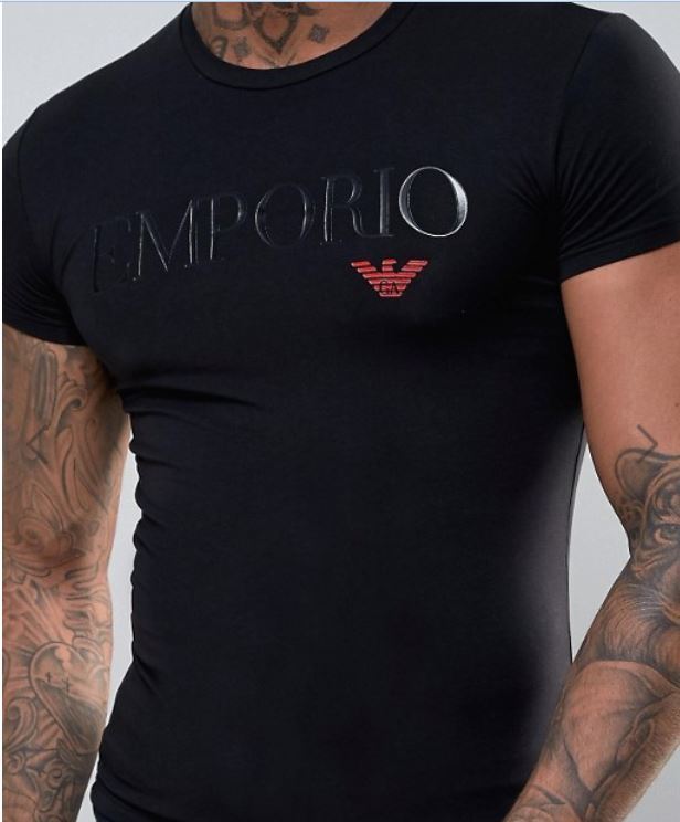 Emporio Armani Black Men&rsquo;s T-Shirt,Glossy logo,Size M*L*XL