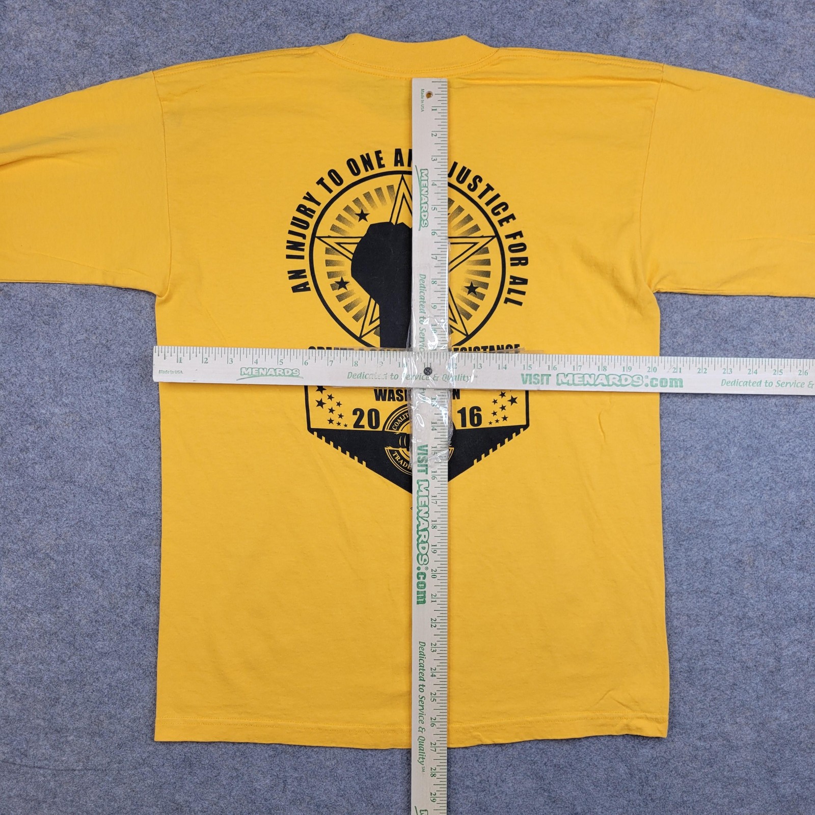 Bayside Shirt Mens Large Yellow Long Sleeve CBTU 2016 Convention Graphic Tee