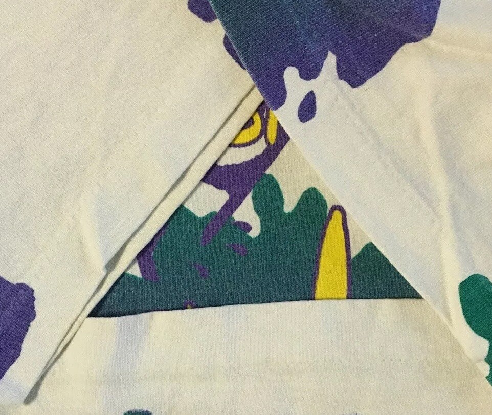 Vtg 90s Disney Blizzard Beach Faded Distress AOP Shirt L Surf Vaporwave Grunge
