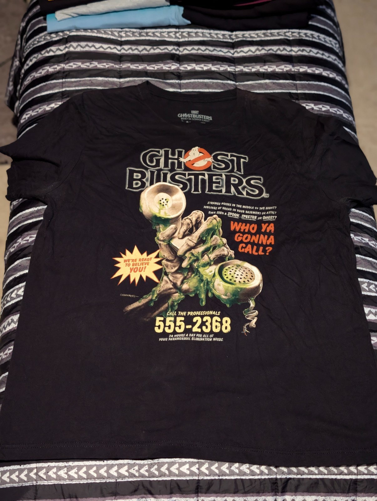 Ghostbusters Fright Rags T-Shirt XXLarge Official Black Spooky Phone Line Shirt