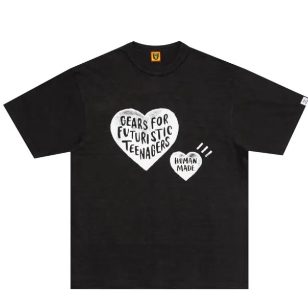 NEW HUMAN MADE Graphic T-Shirt #4 Black Large Hearts HM26TE004 Japan NIGO