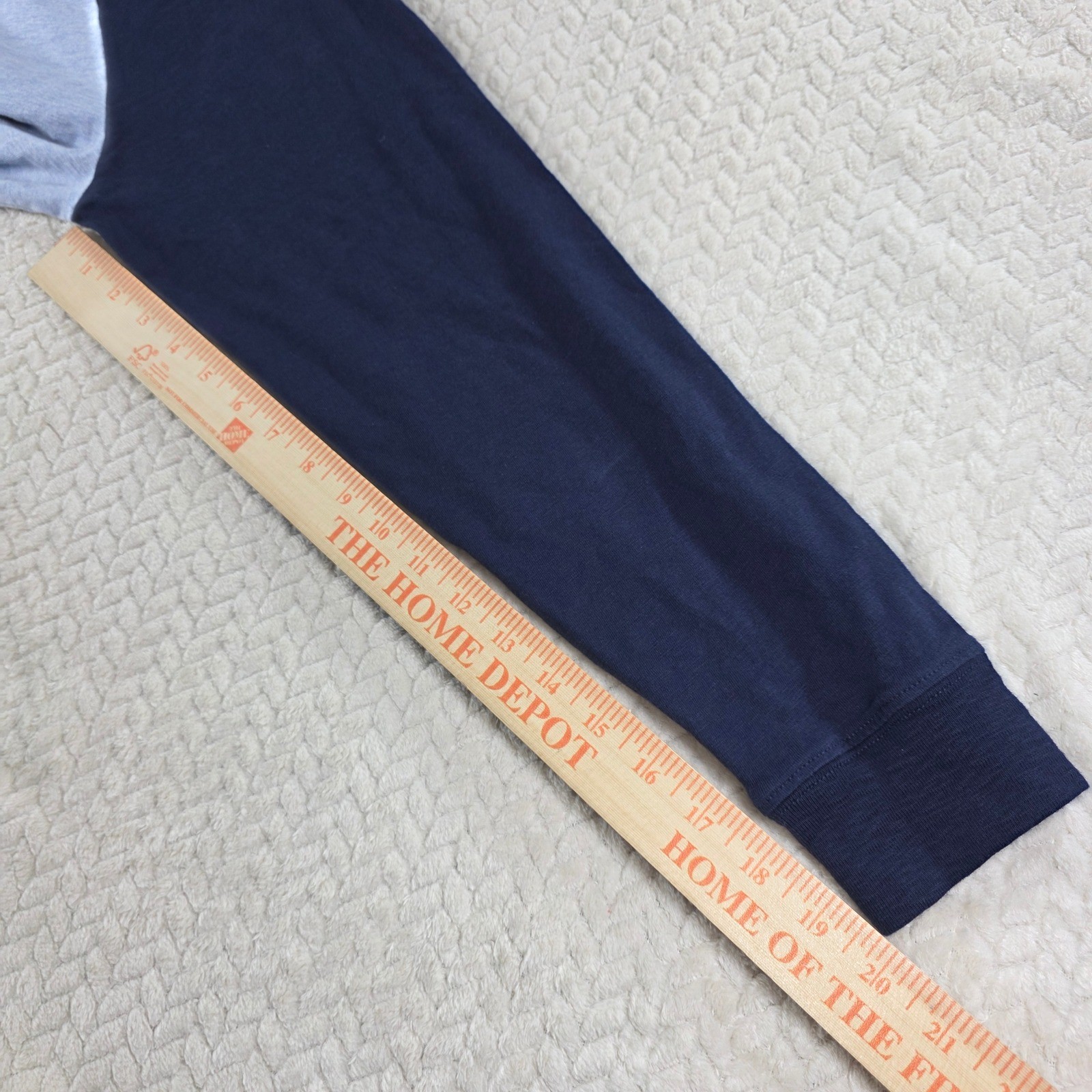 J.Crew Mens Large Blue Navy Raglan Long Sleeve Baseball T-Shirt F5167 Cotton