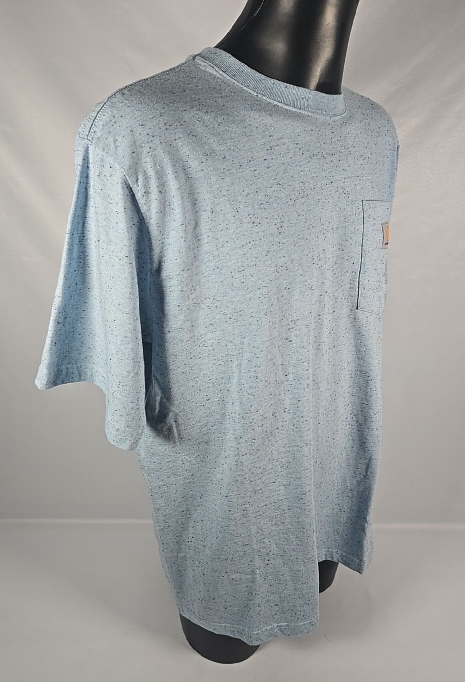 CARHARTT Short Sleeve Loose Fit T-Shirt Blue Flecked Patch Pocket Men&rsquo;s Large