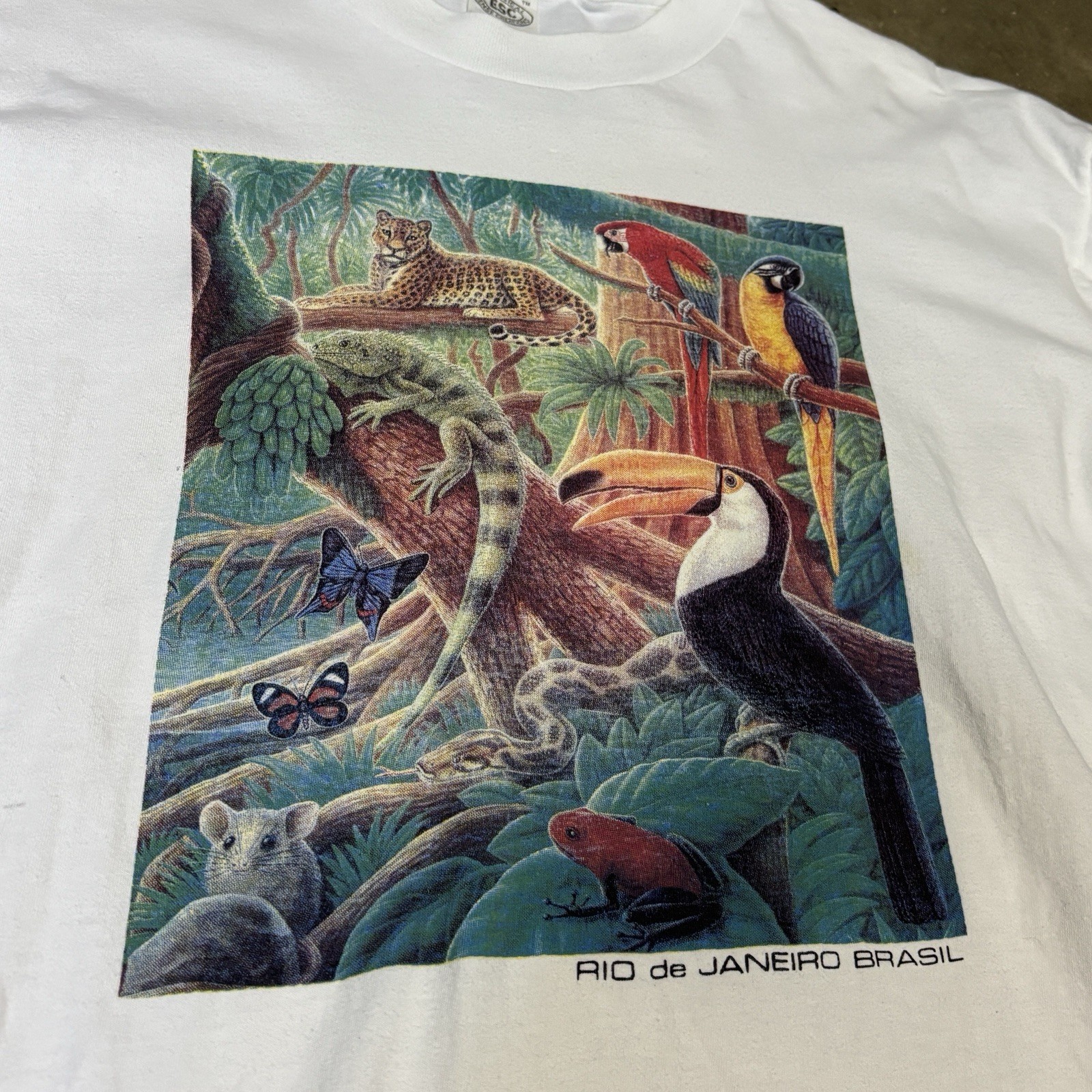 Vintage Rio Zoo Janeiro Brasil Nature Rainforest Ecological ESC T Shirt M White