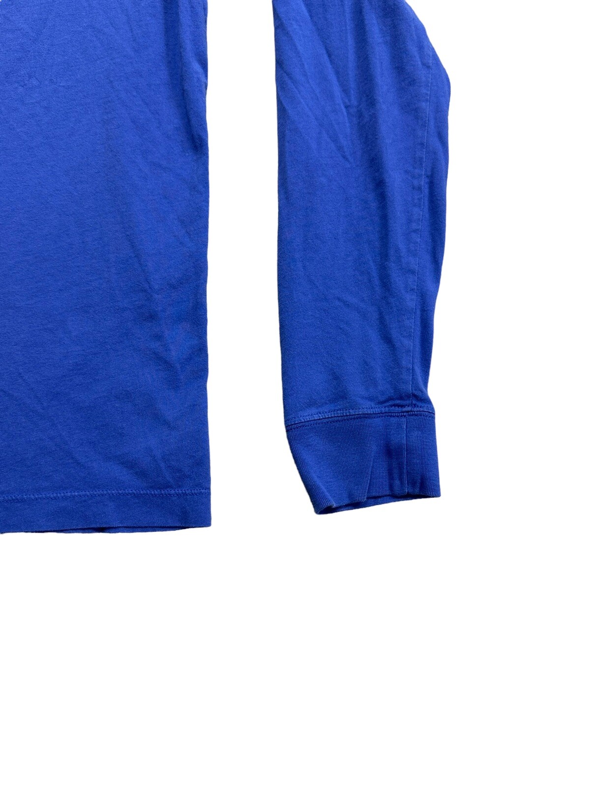 The Nike Tee Long Sleeve Just Do It 2 Sided Logo Ribbed Cuffs SMALL Royal Blue