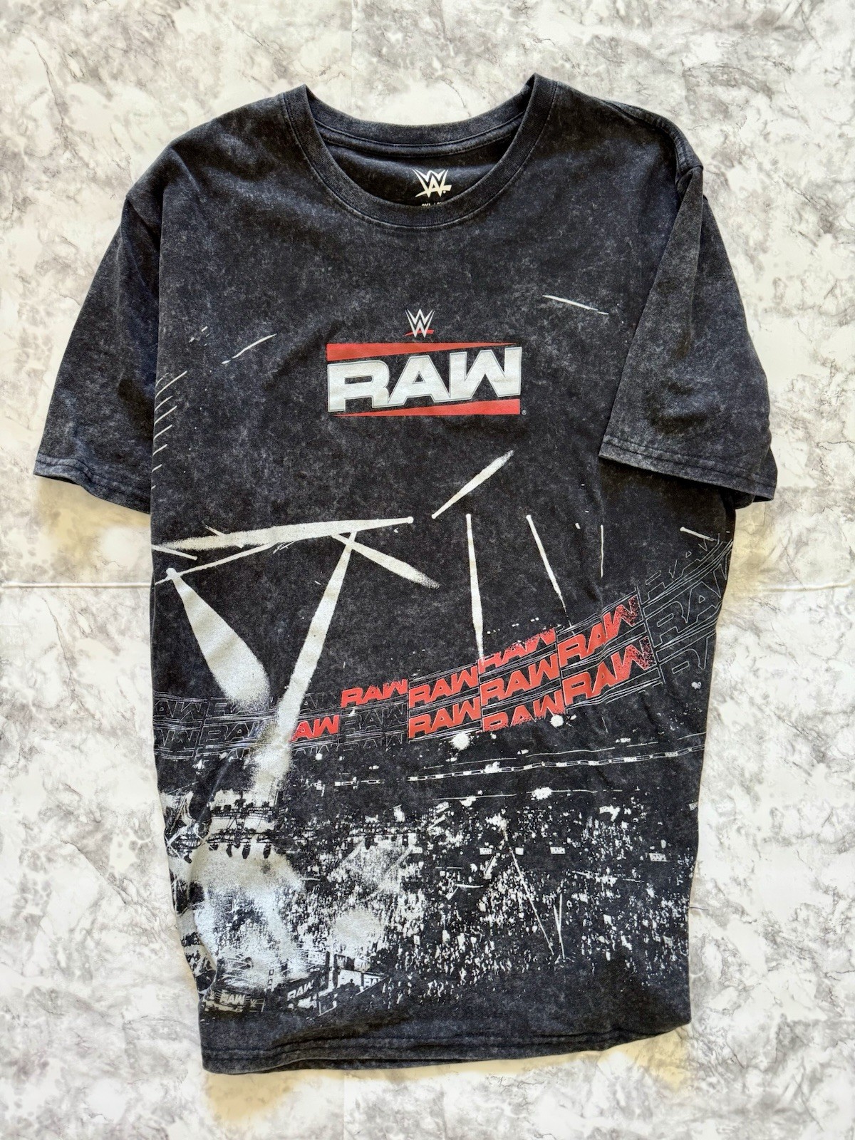 WWE Men’s Acid Wash Short Sleeve T-shirt Size 2XL in Black