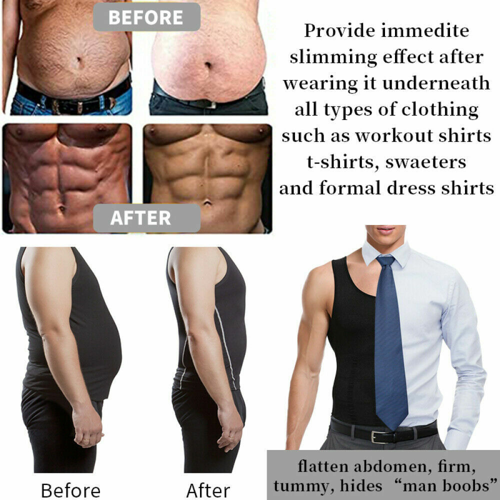 Men&rsquo;s Shaper Cooling T-Shirt Compression Tummy Vest Underwear Slimming Tank Tops