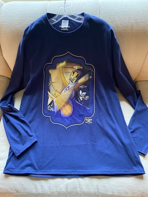 NEW Hazbin Hotel – Adam Long Sleeve T-Shirt Slate Blue 100% Cotton