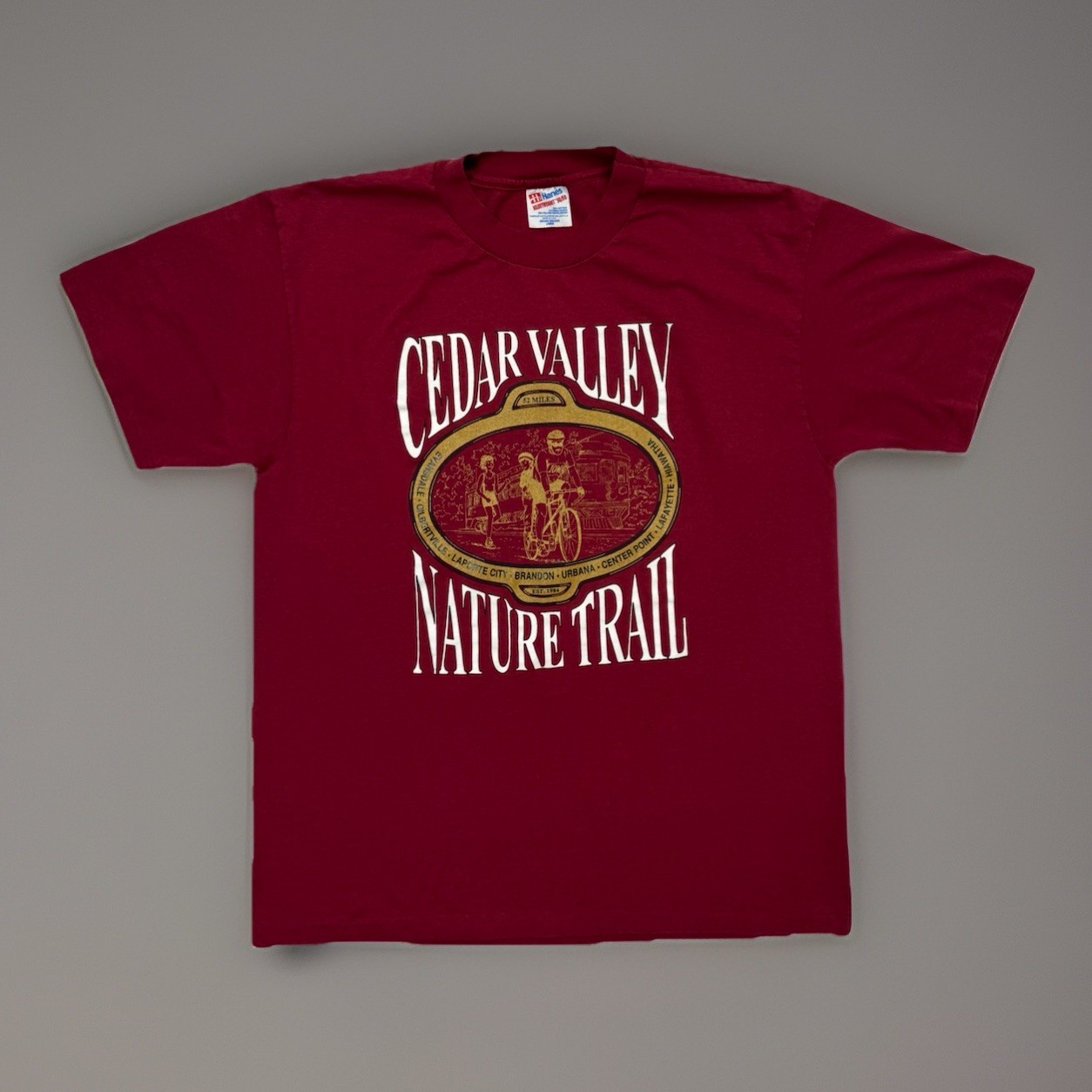 VTG Cedar Valley Cafe Nature Trail 52 Miles T-Shirt Made In USA Men’s LARGE L