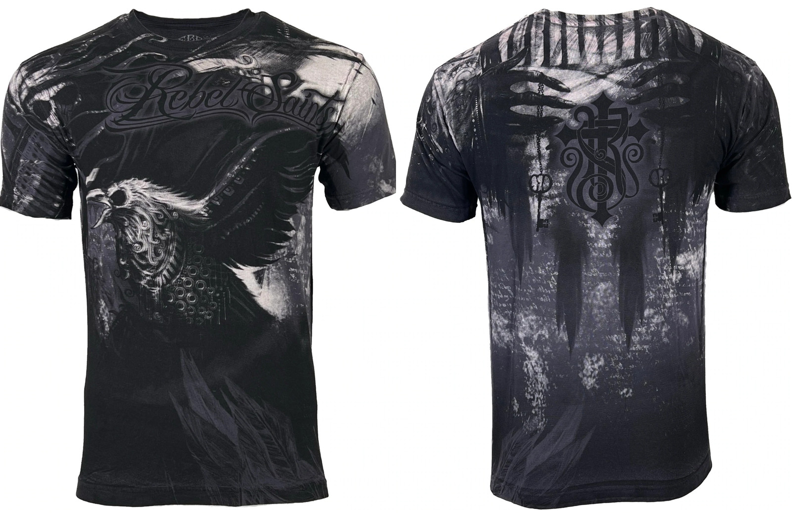 Rebel Saint By Affliction Men&rsquo;s T-shirt CARRIER Biker Skull Tattoo Biker S-5XL