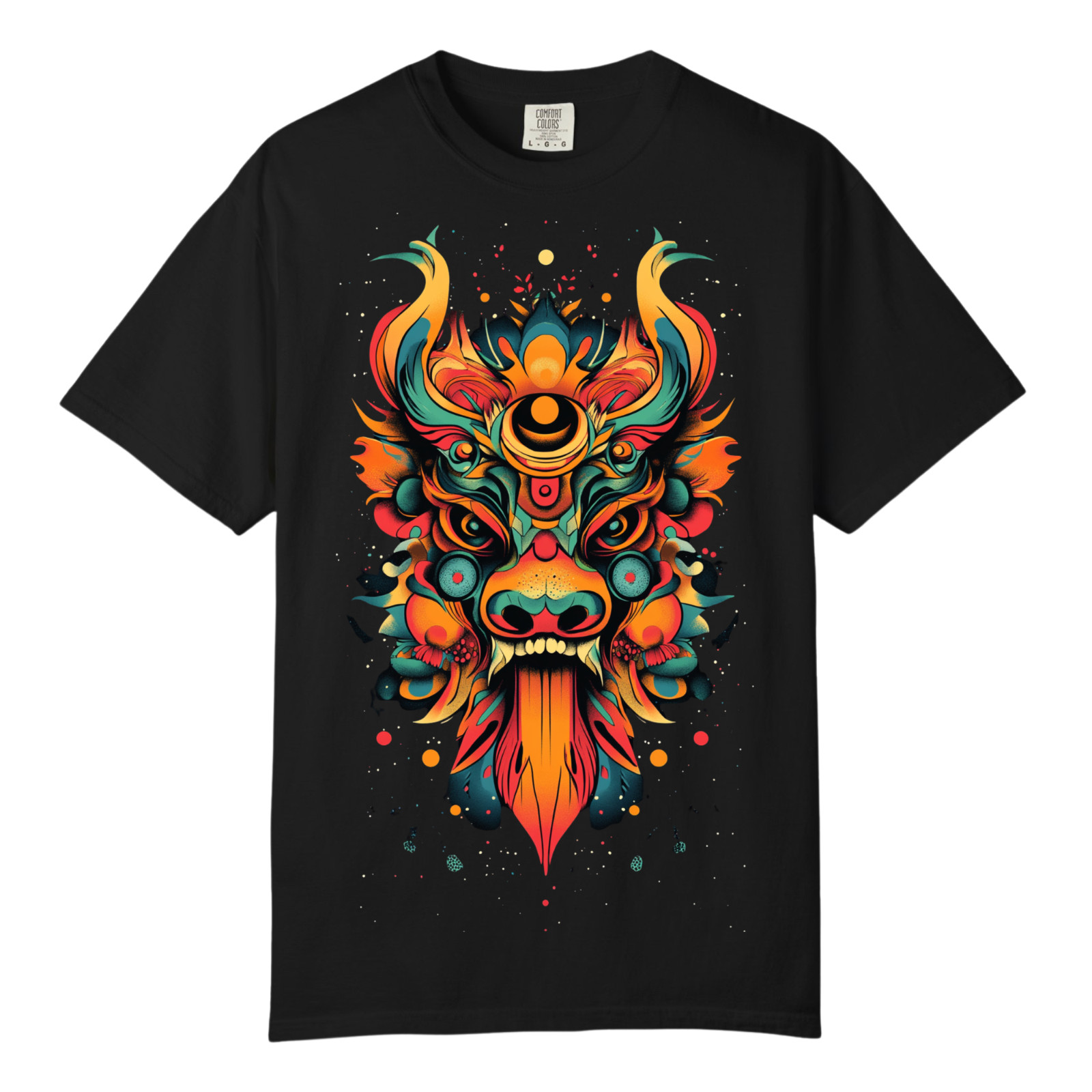 Floral Monster Mask Abstract Art TShirts, Comfort Color, Unisex Streetwear Tee