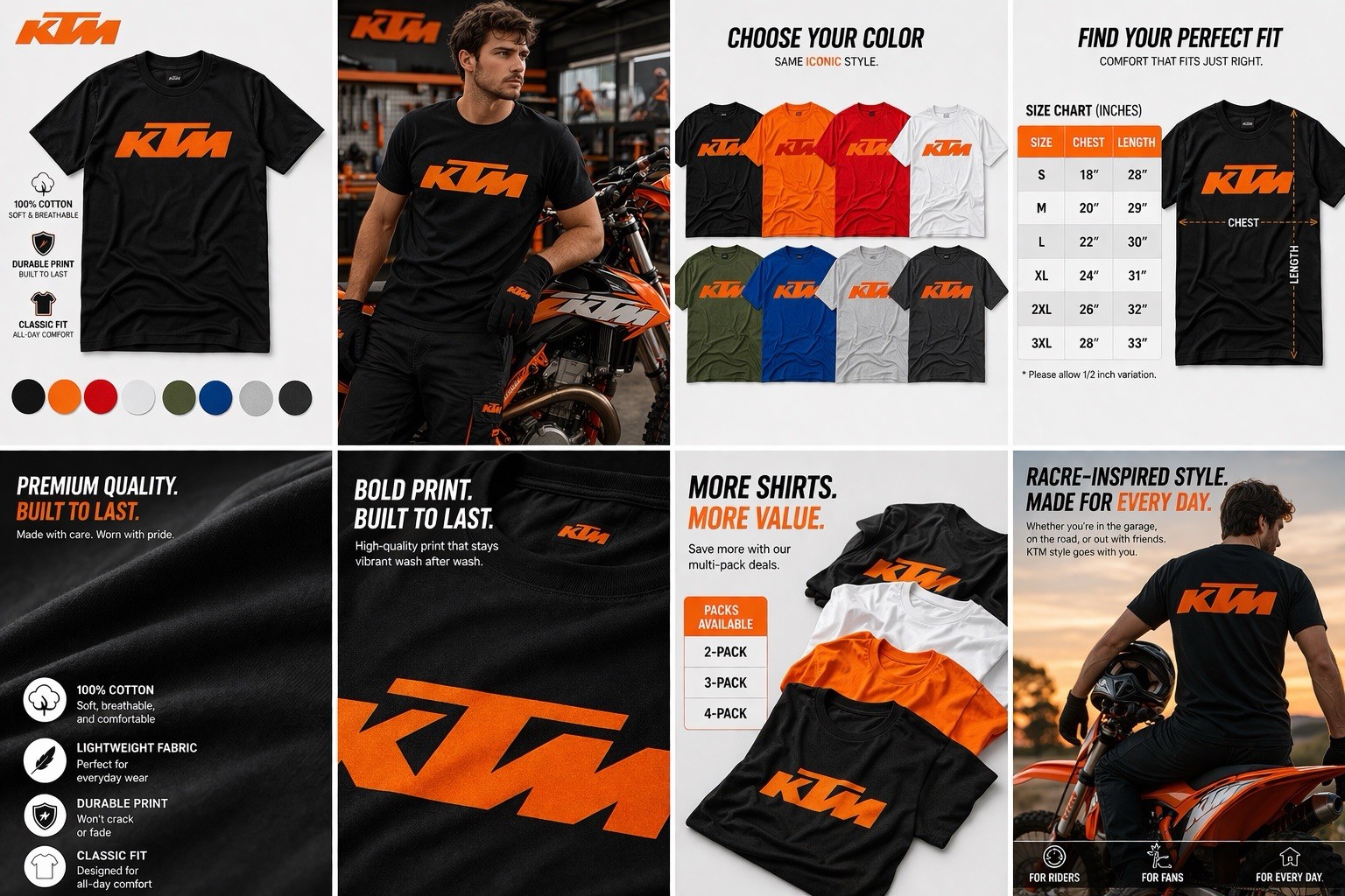 KTM Graphic T-Shirt Men | Premium Cotton Tee | Streetwear Racing Style ATV Biker