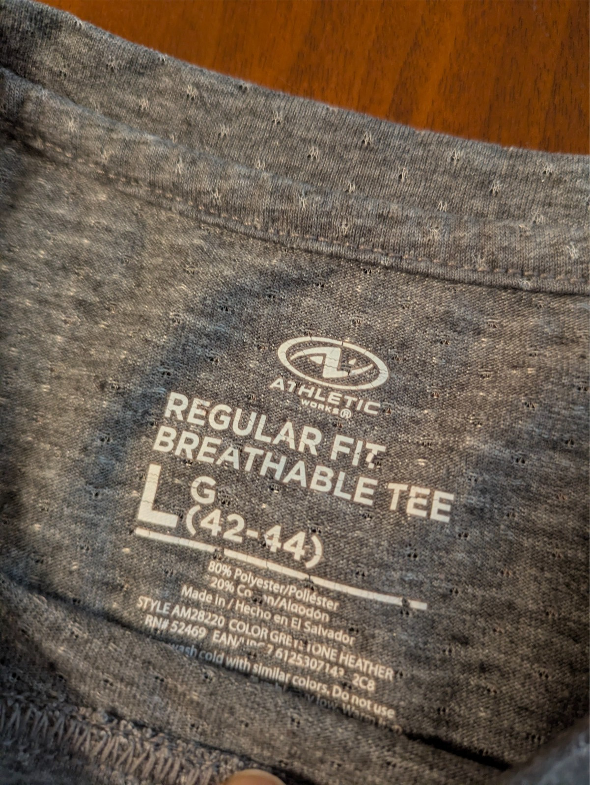 MEN&rsquo;S ACTIVEWEAR SHIRT: Athletic Works DriWorks Gray Mesh Training Gym LARGE