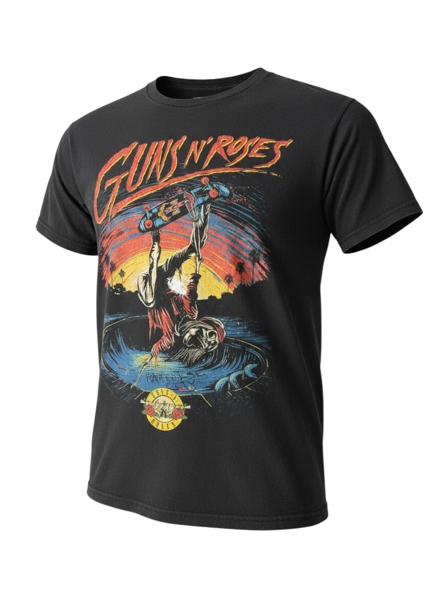 Guns N&rsquo; Roses Skeleton Skater Paradise City Graphic T-Shirt