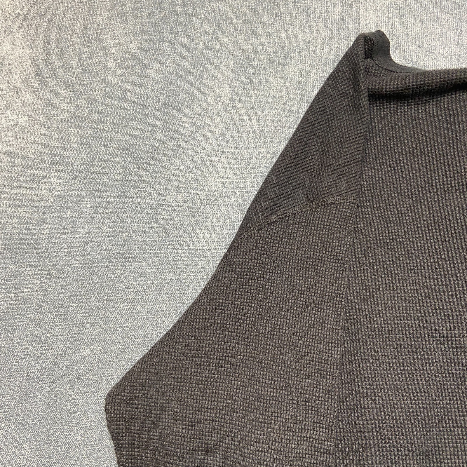 Uniqlo Shirt Mens XL Black Cotton Waffle-Knit Long Sleeve Henley Neck Casual