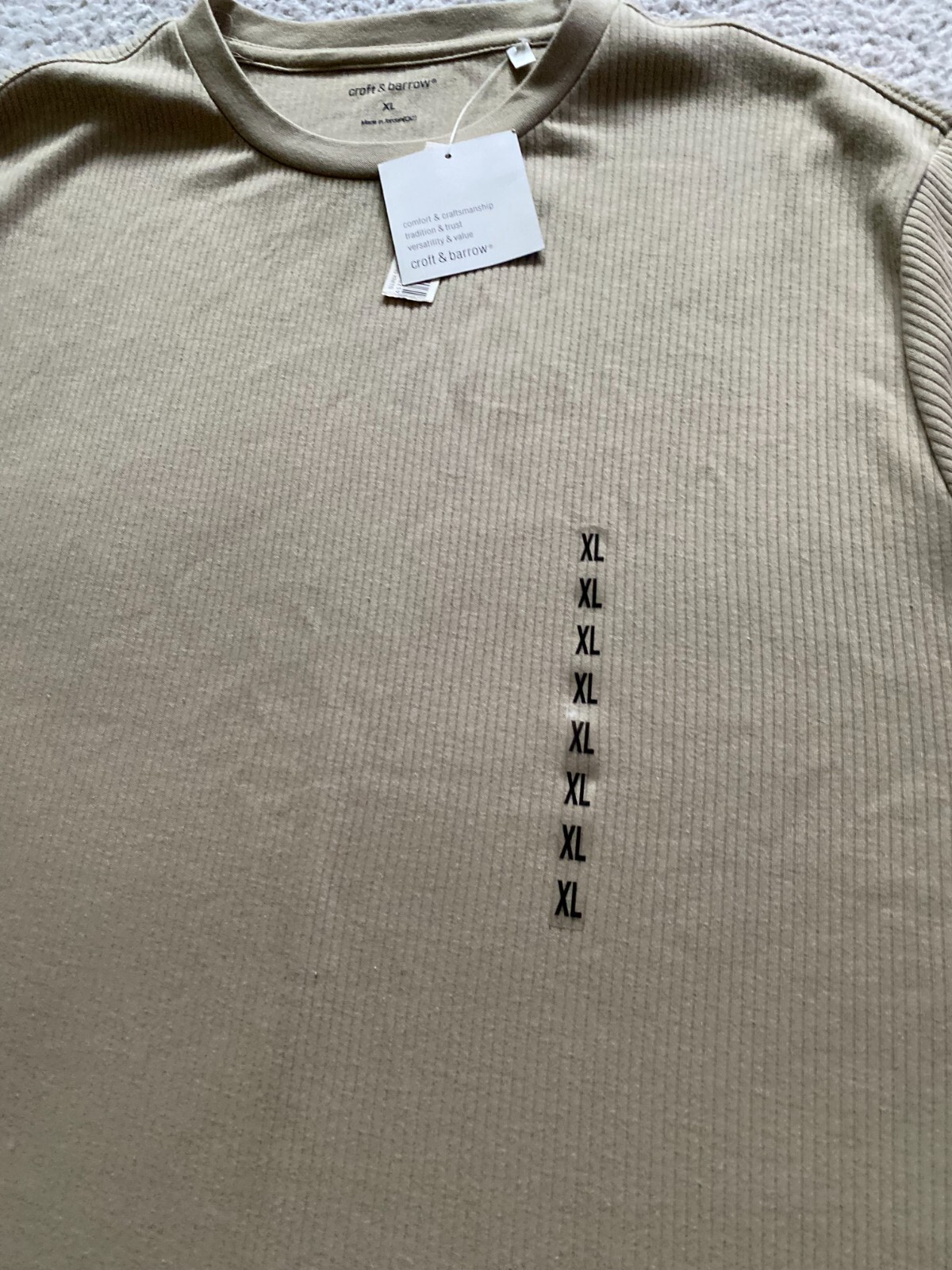 Croft & Barrow Men Short Sleeve Crew Neck Knit T-Shirt Brown Size XL