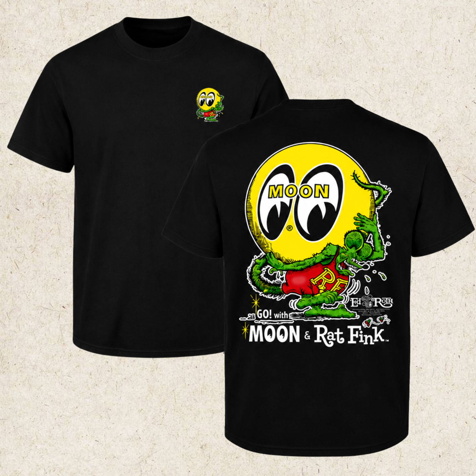 Rat Fink MOON Equipped T-Shirt, Iconic Hot Rod Graphic Tee T-Shirt