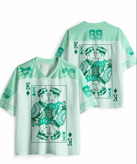 Gay King Pride Y2K Sport Jersey Shirts Mint Green LGBT Card Unisex Street