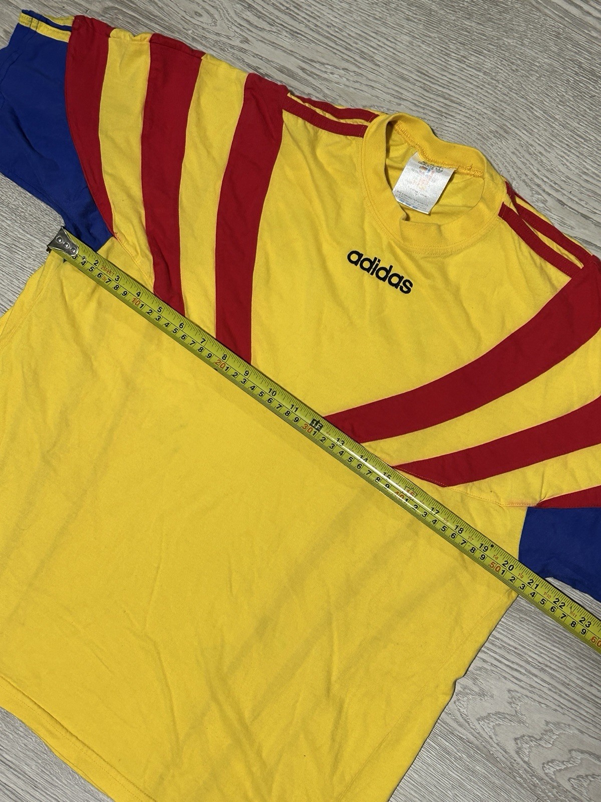 1996 Adidas Olympics Team Romania Yellow/Blue Vintage 90s Shirt – Extra Small