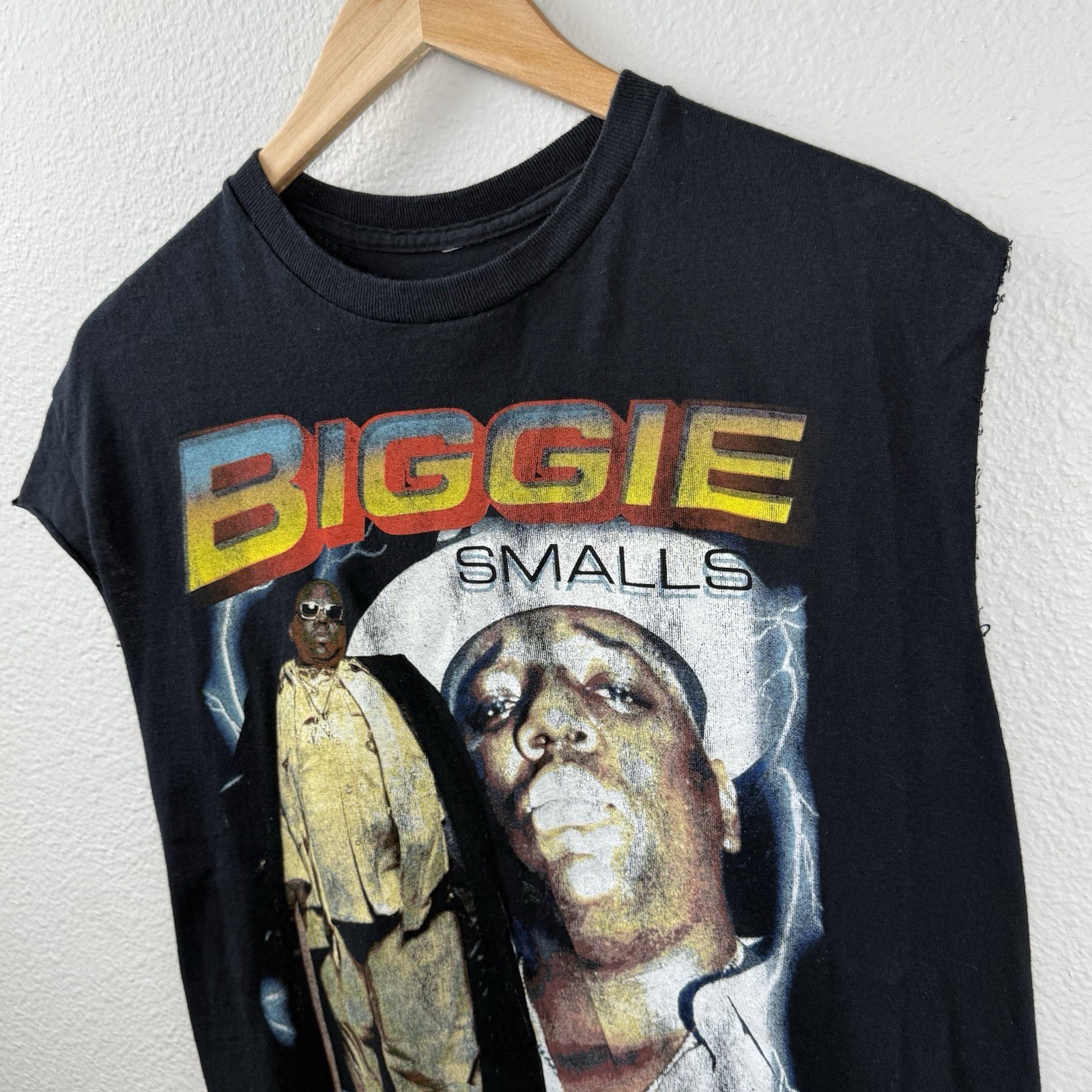 Biggie Smalls Graphic Tee Notorious B.I.G. Cut Off Shirt Size M Rap Hip Hop Icon