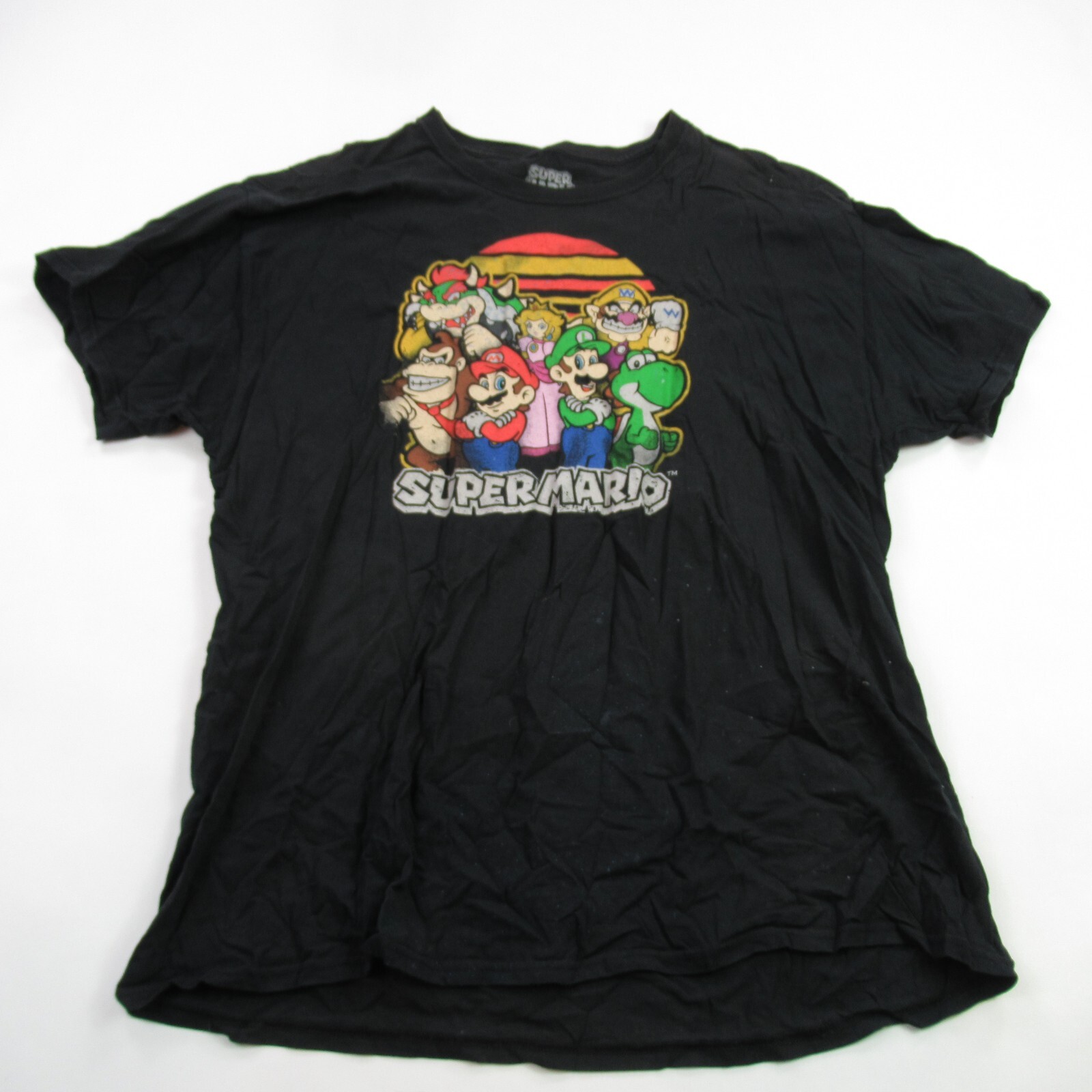 Super Mario Shirt Mens XL Short Sleeve Crew Neck Black Crew Neck Nintendo