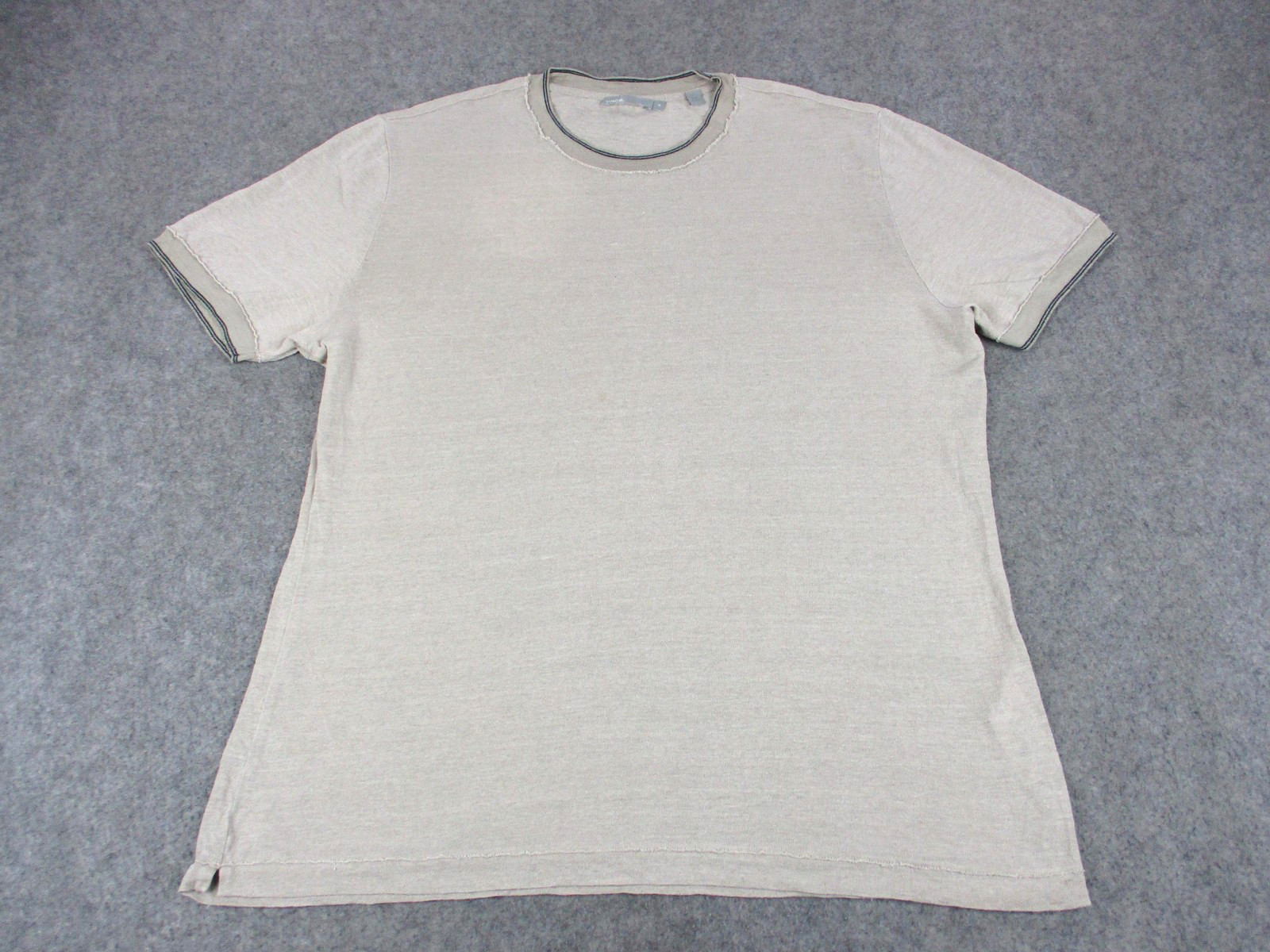 Vince Shirt Mens Extra Large Beige Linen Lightweight Basic Breathable Crew Neck