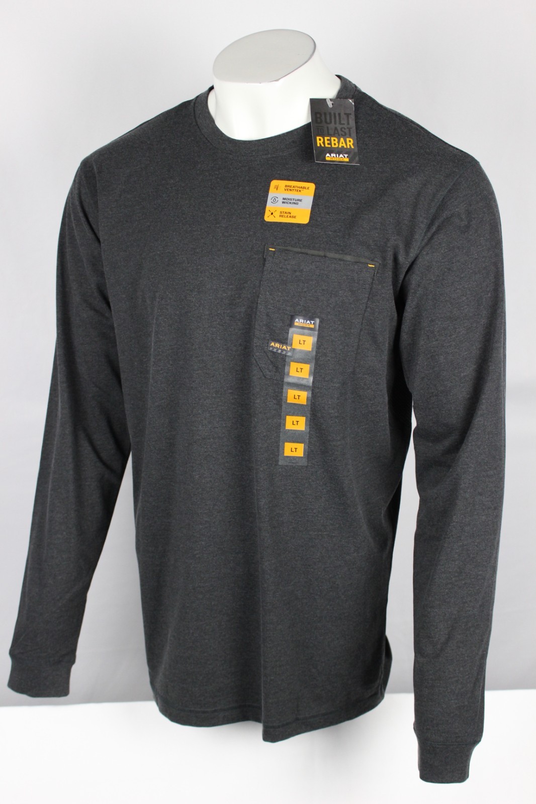 Ariat Men&rsquo;s Rebar Workman Born For This T Shirt Long Sleeve Charcoal Mexico
