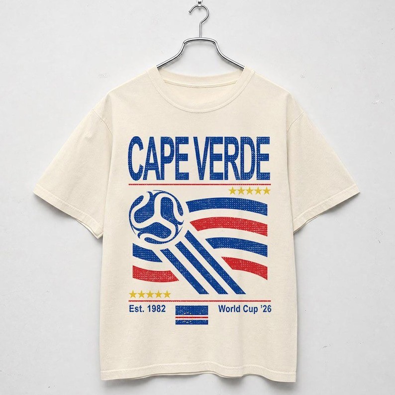 Cape Verde National Colors Soccer T-Shirt Vintage Graphic Tee Size S-5XL
