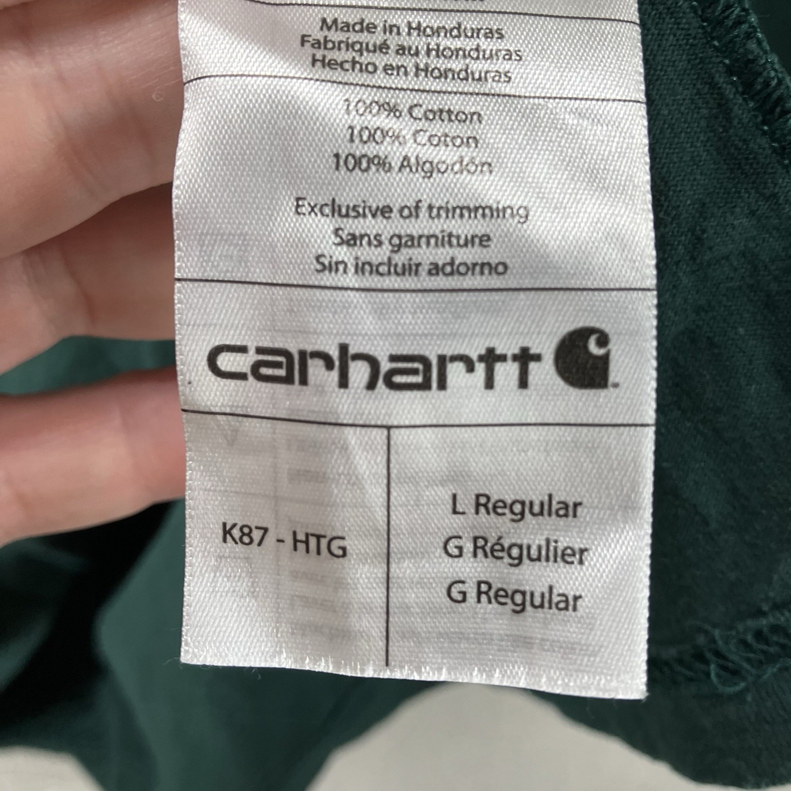 Carhartt Mens Large Short Sleeve T-Shirt OG Fit Heavy Hunter Green Company Logo