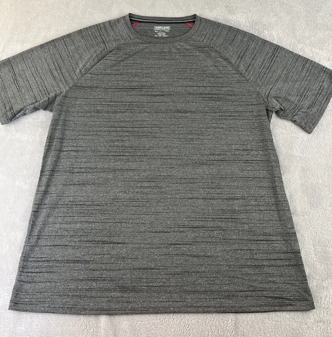 Kirkland Men’s Gray Striped short sleeve Active Tee Shirt Size XXL