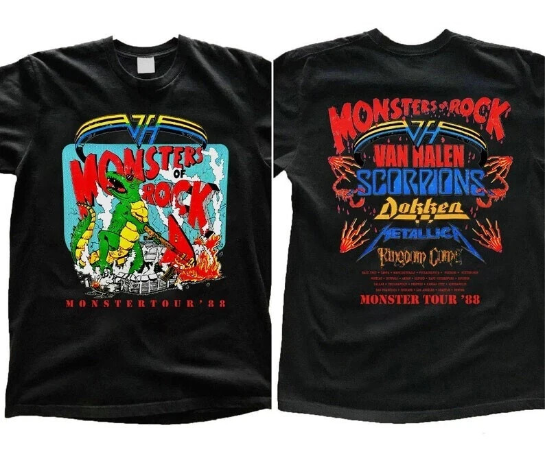1988 Monsters Of Rock Tour Concert T-Shirt, Monsters Tour &rsquo;88 Shirt, 90s Rock To