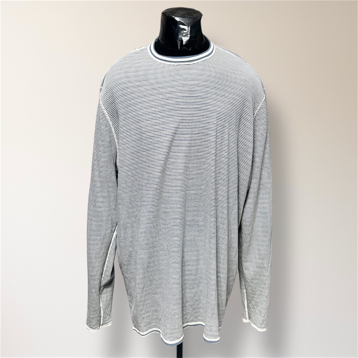 Faherty XXL Reversible Cloud LS Tee Stone Peak Stripe Pima Cotton Soft Coastal