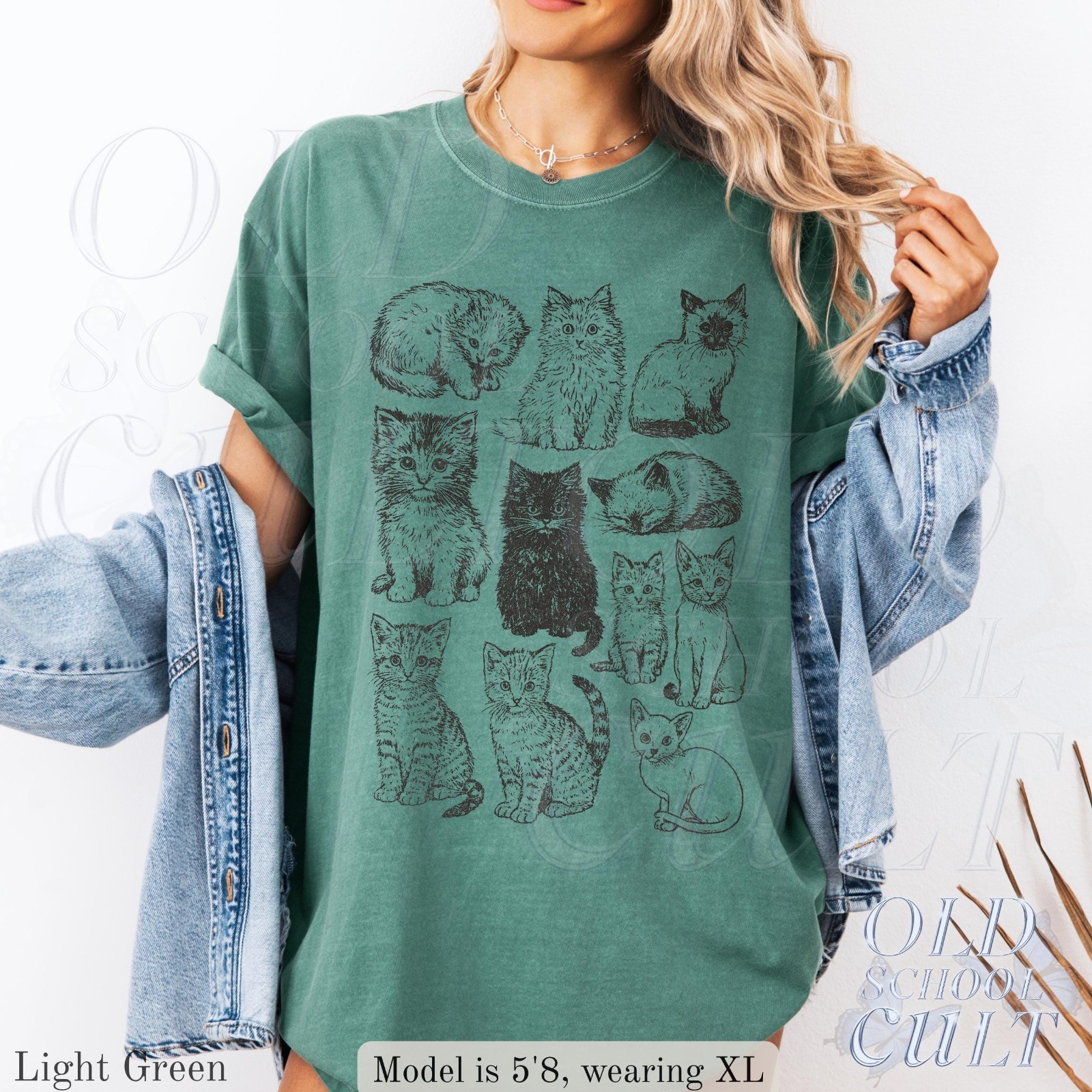 Vintage 90s Tattoo Cat T-Shirt Retro Y2K Kitten Graphic Cat Lover Gift Tee