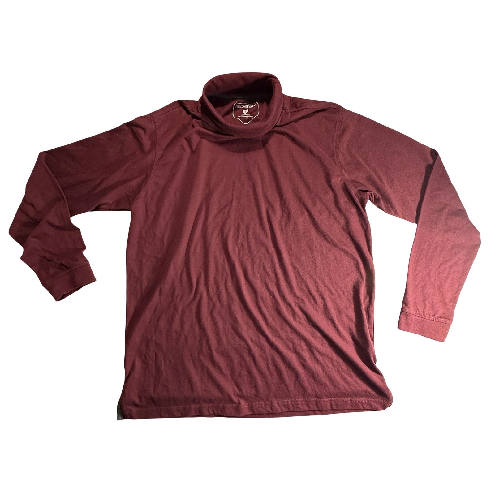 Architect Men&rsquo;s Long Sleeve Burgundy Turtleneck Shirt Size Large