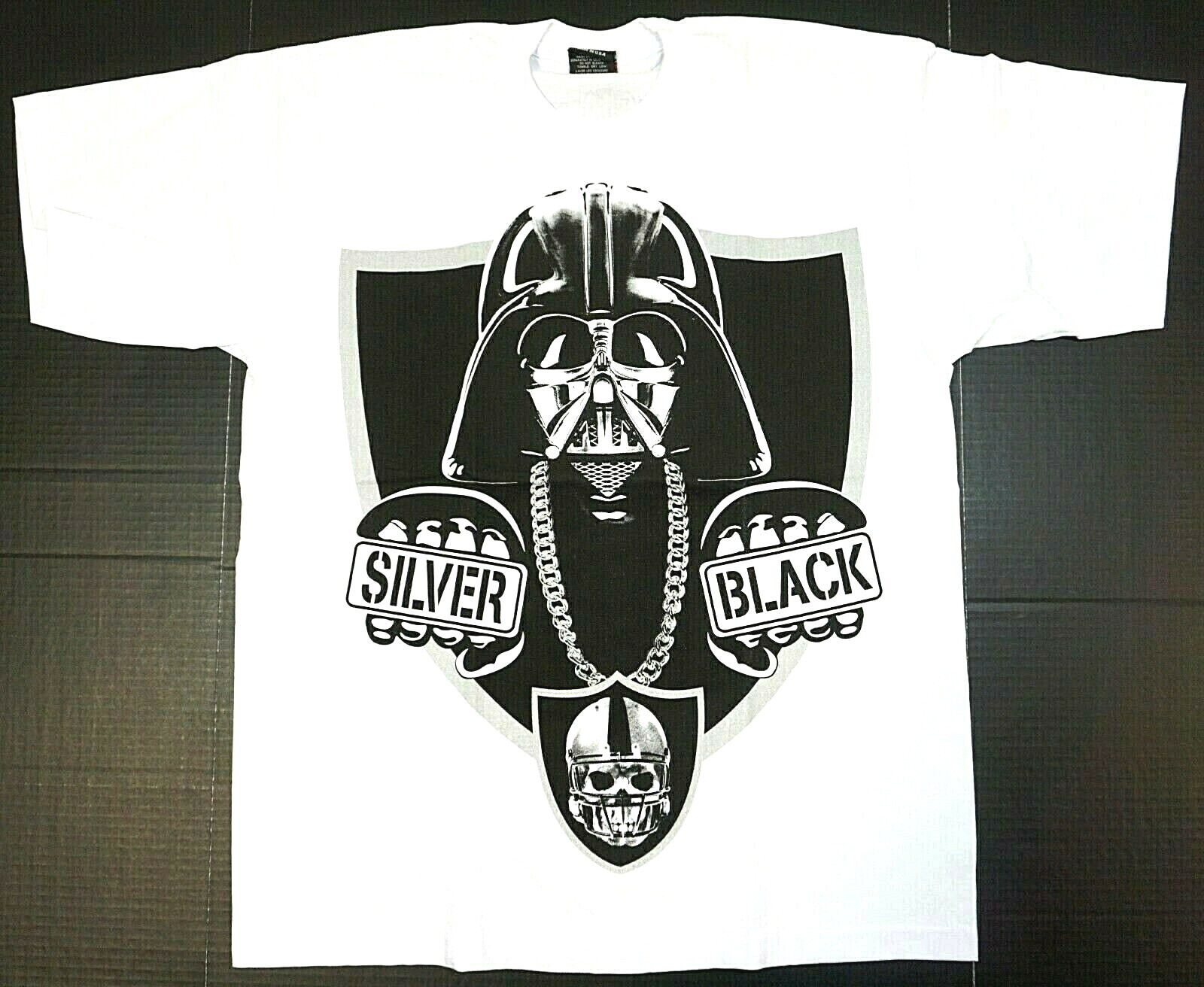DARTH RAIDER T-shirt Silver Black Raiders Nation Tee Men&rsquo;s 100% Cotton White New