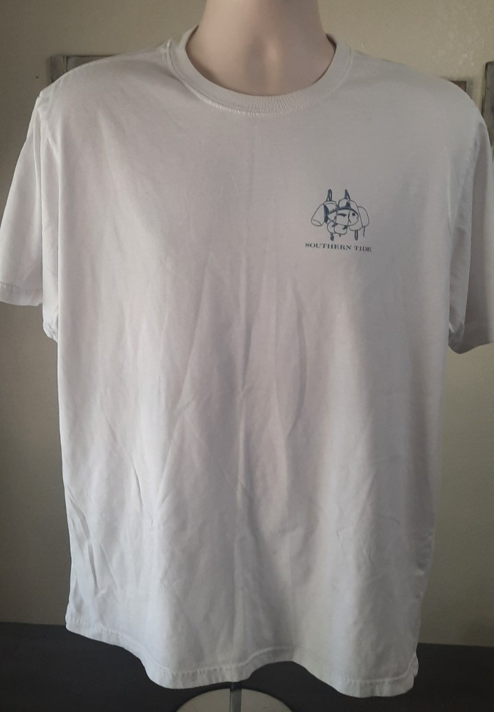 Southern Tide T Shirt XL White Fish Logo Graphic Short Sleeve Cotton
