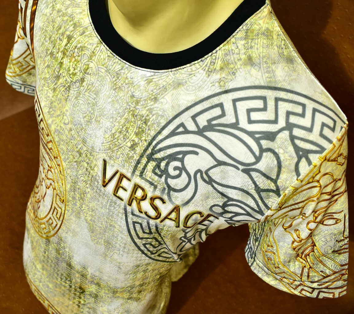 Versace Men&rsquo;s Split Medusa Graphic T-Shirt Multicolor Greek Key Tee Size 3XL