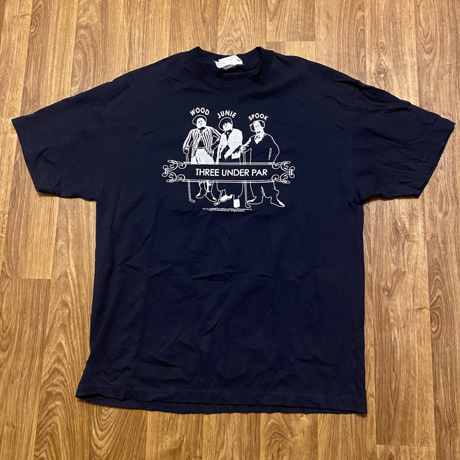 Vintage The Three Stooges Shirt Men XL Black Golf Three Under Par 2004