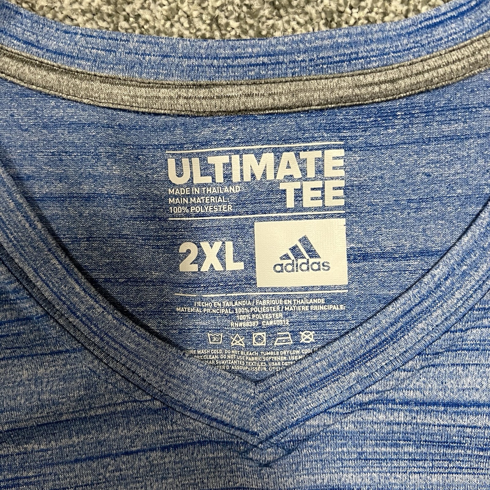Adidas Ultimate Tee Men 2XL Blue Space Dye Athletic Performance T Shirt
