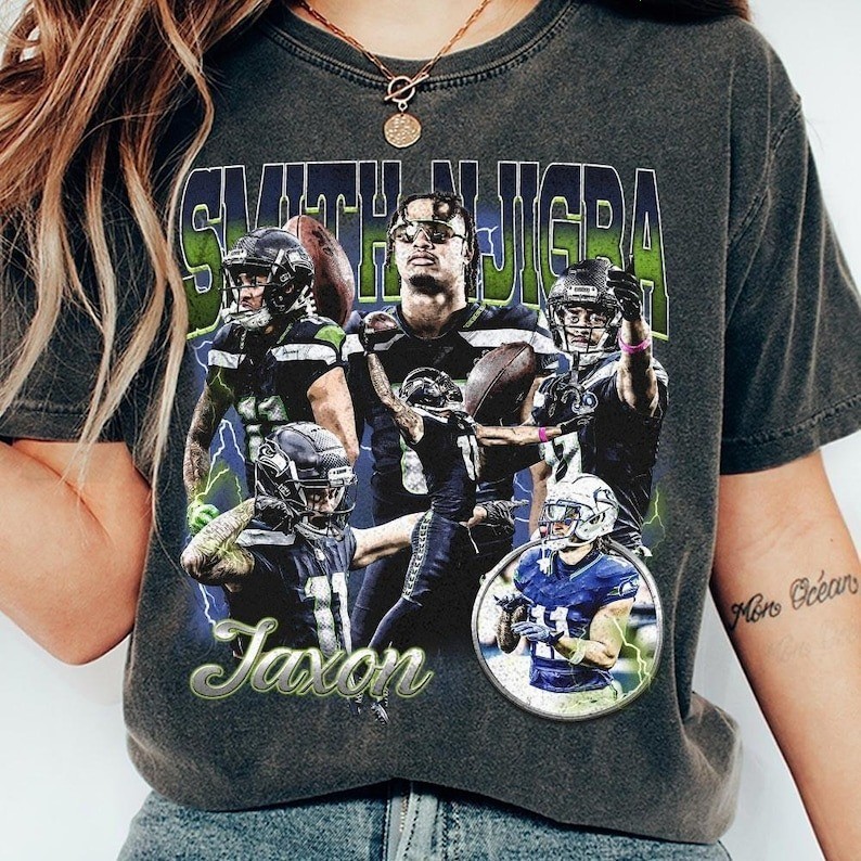 Jaxon Smith Njigba Vintage Bootleg 90s T-Shirt, Football Shirt, Gift