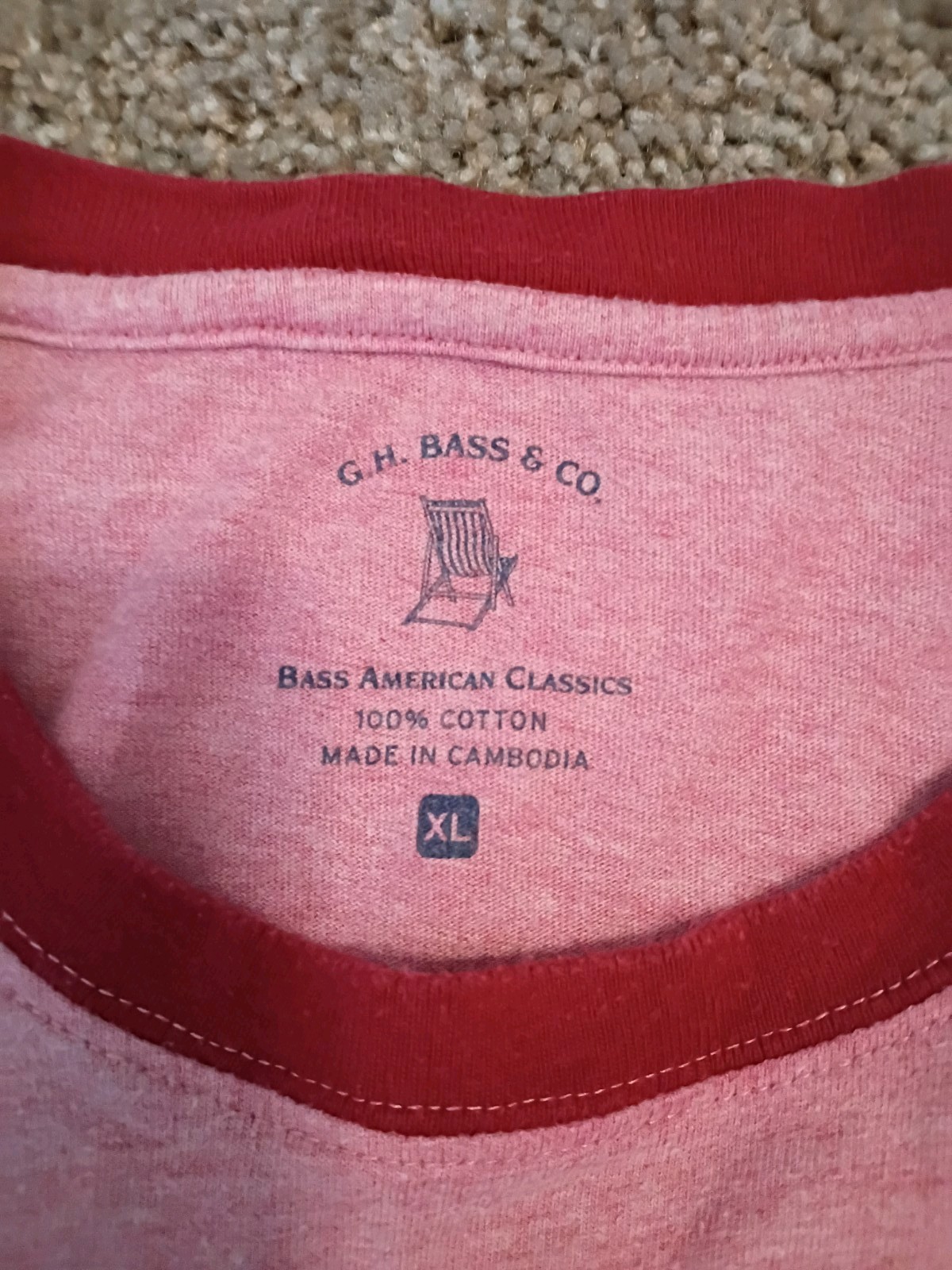G.H. Bass & Co. T-Shirt Men’s Size XL light red Heathered Short Sleeves cotton