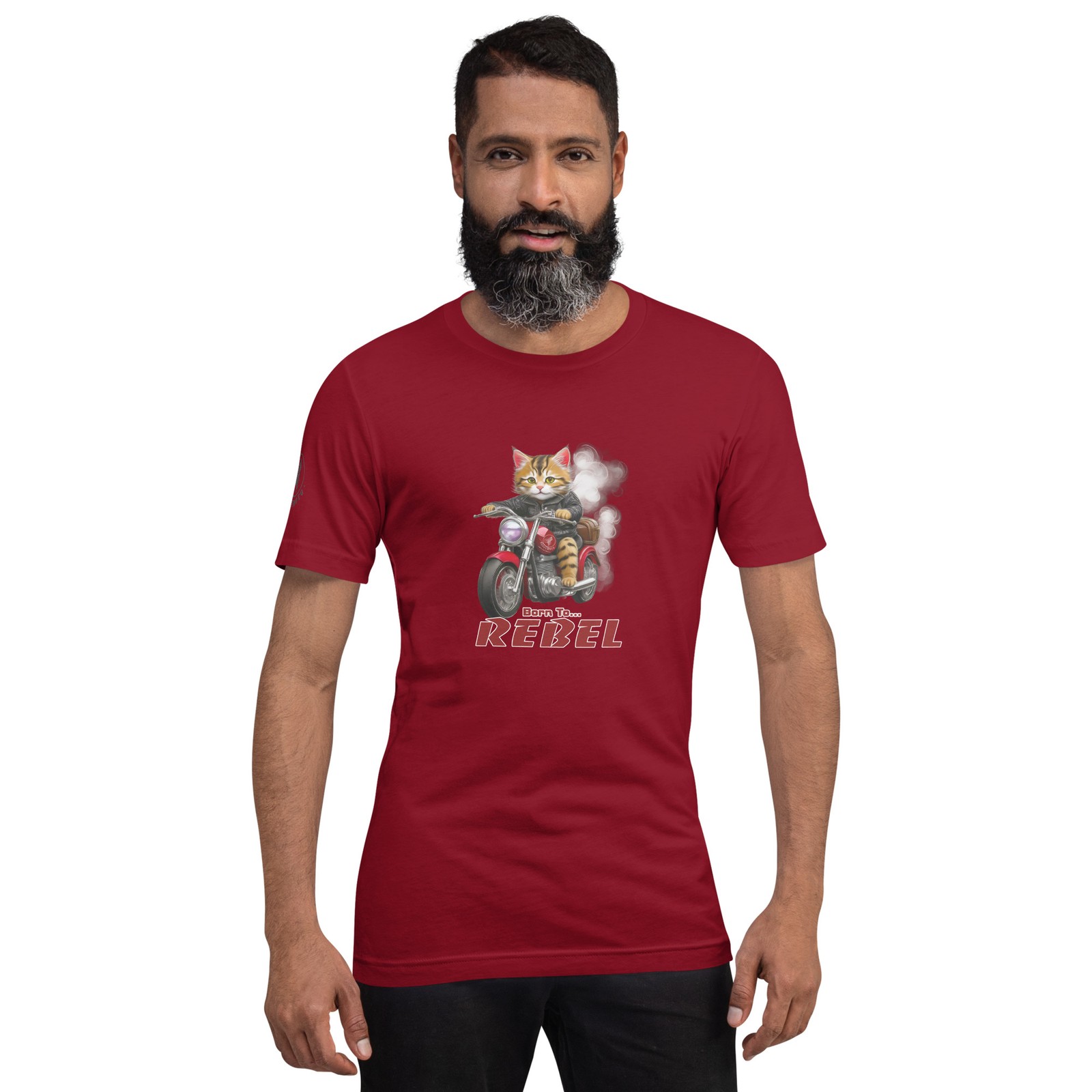 Born To Rebel Motorcycle Kitty Cat T-Shirt Mens Womens Unisex