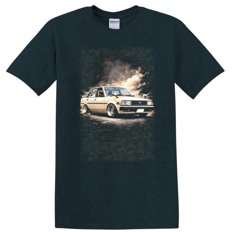 Toyota Corolla KE70 Old Car Drift Style T Shirt Classic Sedan Tee
