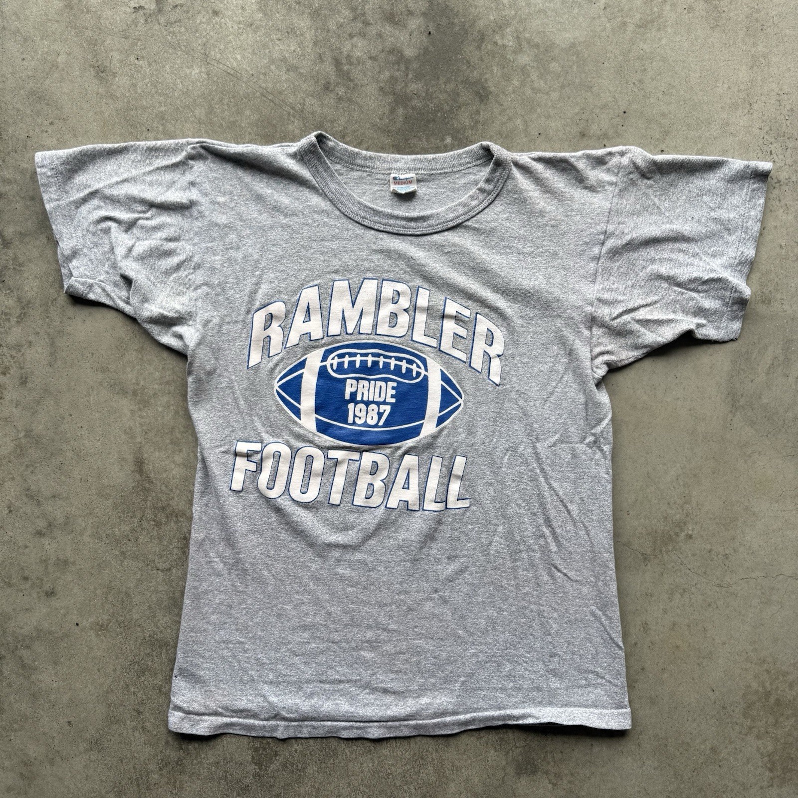 Vintage 80s Champion Rambler Football T Shirt Size M Made In USA